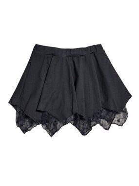 NWOT | Black Textured Skirt | Delicate Lace Trim Detail | Size Small